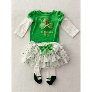 My 1st St. Patricks Day Bodysuit Tutu Leggings 3-6 Months